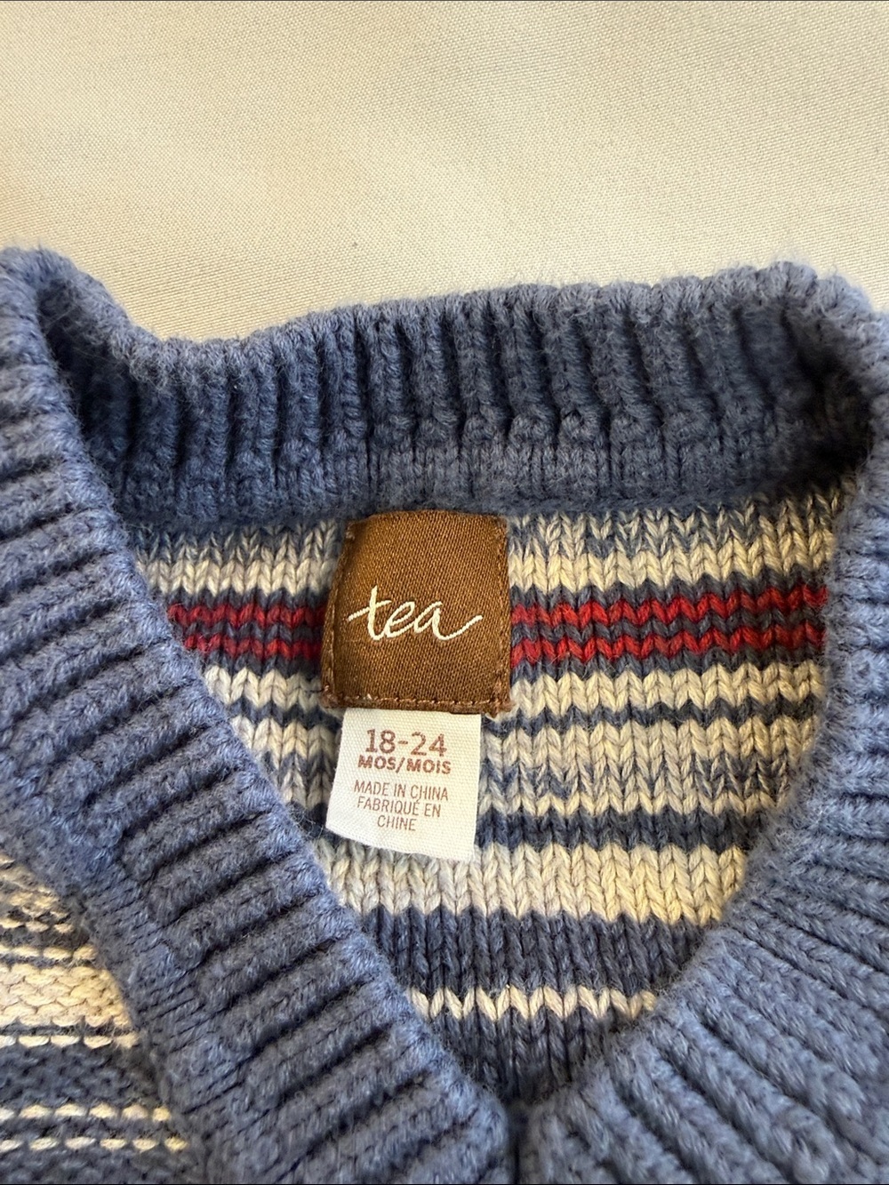 Tea Collection Blue, Red & Gray Striped Knit Sweater Vest - Picture 2 of 3